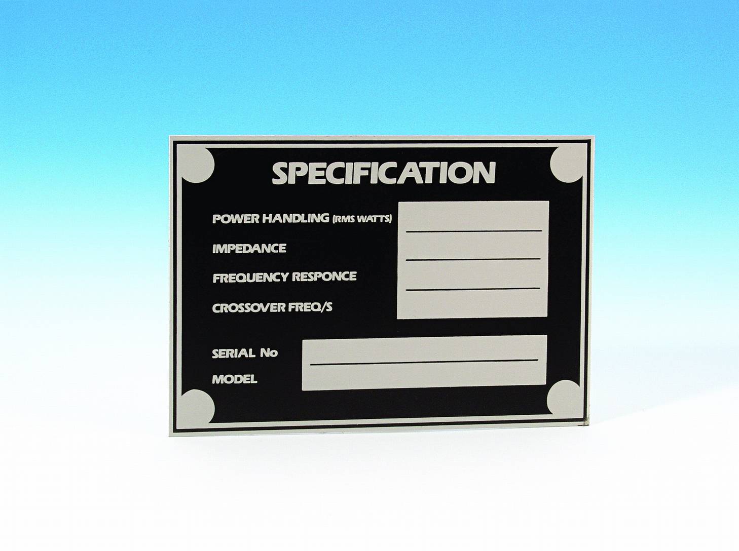 Adam Hall Specification Label
