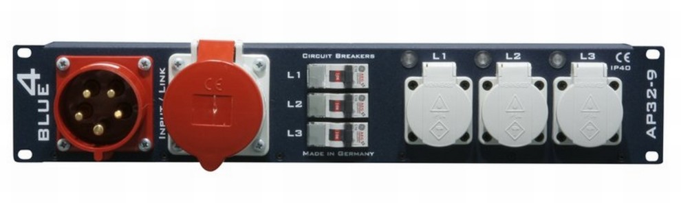 Adam Hall 19" 2U Mains Ditribution Unit "Blue Power"