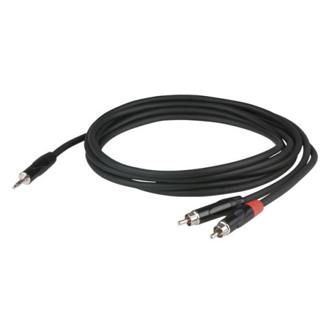DAP AUDIO  Stereo mini jack > 2 RCA Male 1,5m recessed jack body