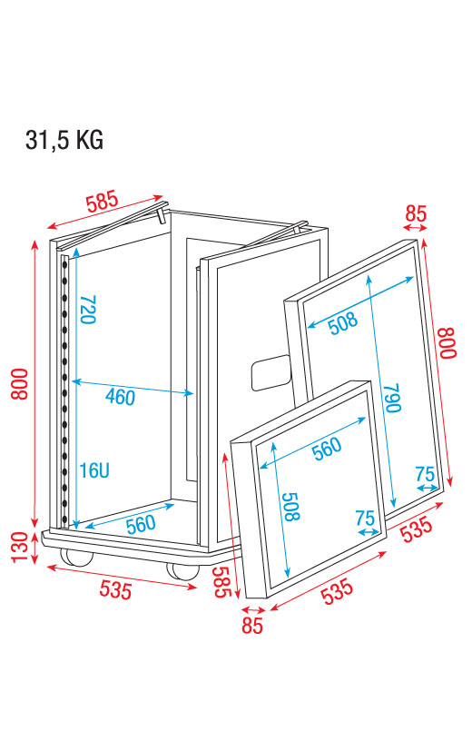 DAP Audio Rackcase with Topmounting 16U - Obrázek 2