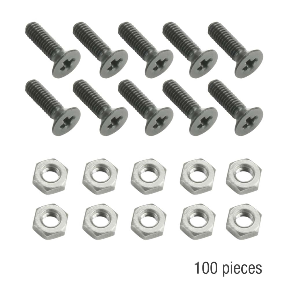 Adam Hall Bag of 100 Phillips-head Screw M3 x 10 black with Nut for XLR Sockets