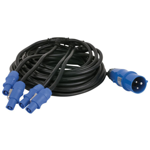 DMT Powercable Powercon 4 outputs Pixelscreen I3.9 cable 12,1mtr